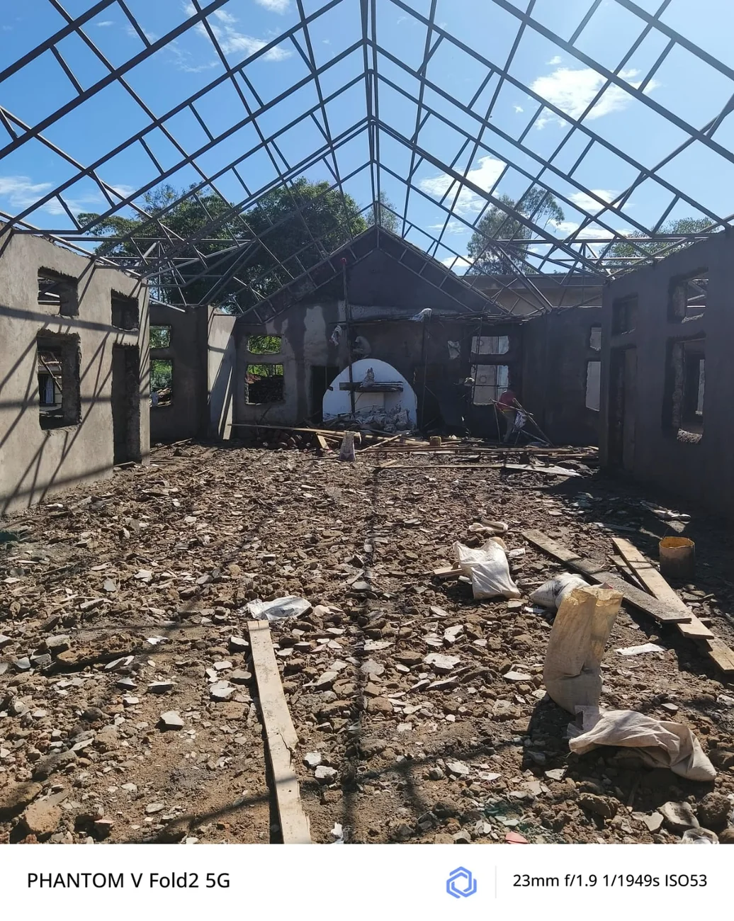 Interior construction work at a community building