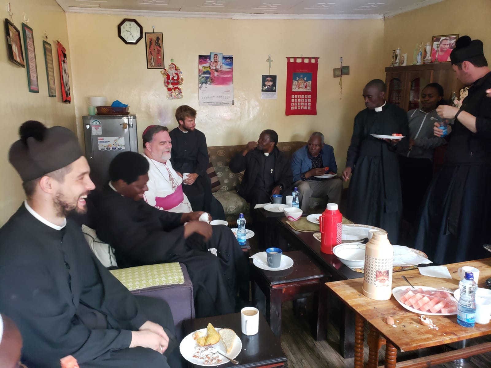 Clergy sharing food and fellowship