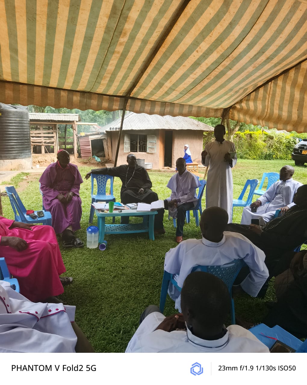 Clergy participating in a community meeting