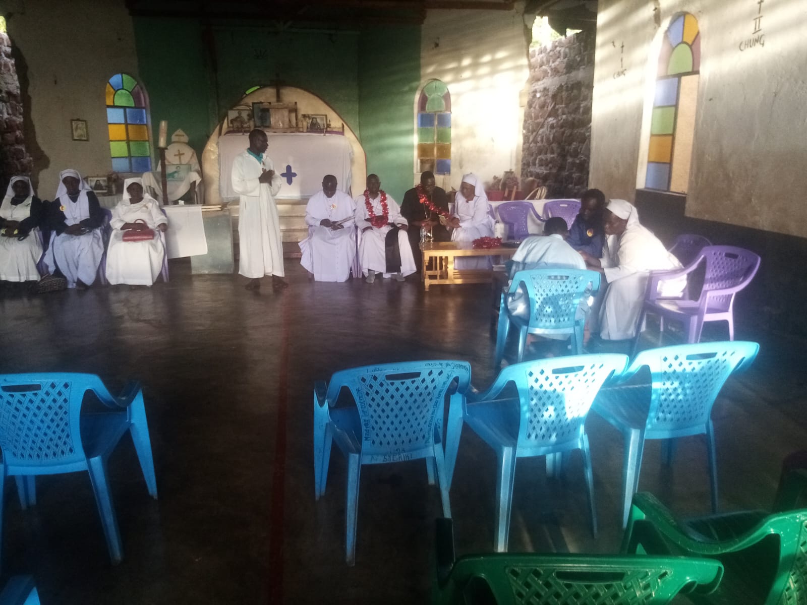 Faith gathering inside a church